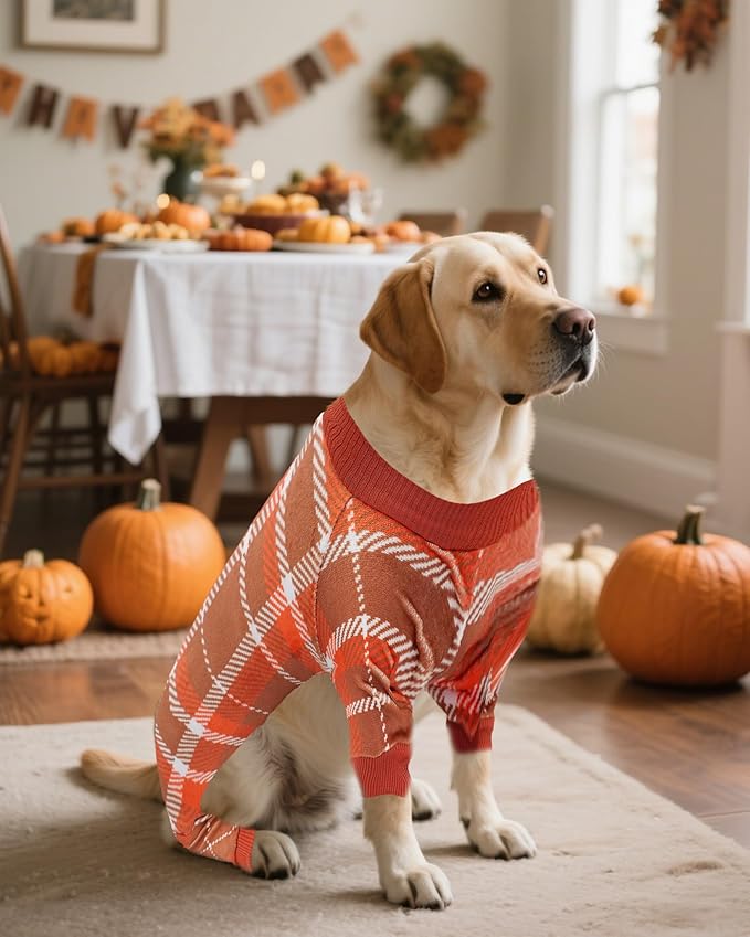 PET SHOW 4 Pack Small Dog Pajamas Holiday Dog Clothes for Medium Dogs Girl Boy Soft Stretchy PJs Plaid Jumpsuit Puppy Fall Onesies Christmas Outfits with Sleeve Pets Dachshund Costume(XXL, Plaid)