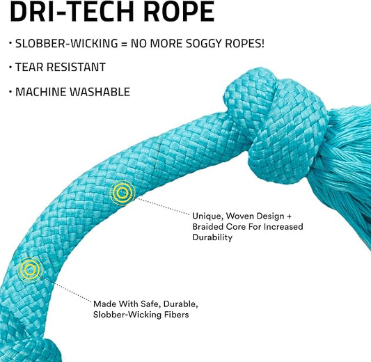 Playology Dog Toys | Dri-Tech Rope Toy Tug of War Rope for Aggressive Chewers (Value 2-Pack) | Medium Peanut Butter/Beef Scented Toys - Easy to Clean and Made from Non Toxic Materials
