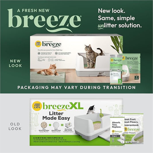Purina Tidy Cats Non Clumping Litter System, Breeze XL All-in-One Odor Control & Easy Clean Multi Cat Box - 18 lb. Box