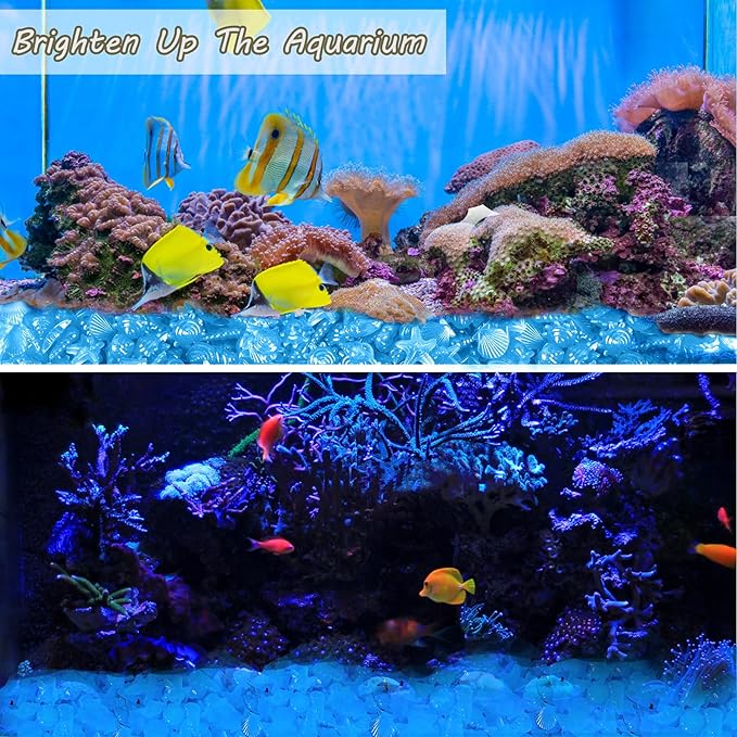 Kaiyuan Dynasty 100pc Fish Tank Rocks Aquarium Rocks Glow in The Dark Pebbles Glowing Rocks Luminous Pebbles for Fish Bowl,Garden,Ponds Decor,Blue