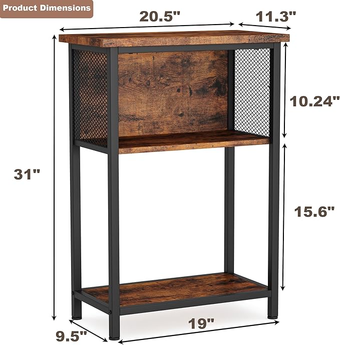 BSONE 5-10 Gallon Fish Tank Stand, Small Aquarium Stand Shelf, 0.71" Thickened Tabletop, 20.5" W×11" D ×31" H , Rustic Brown
