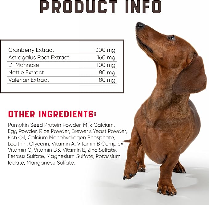 Dog UTI Treatment 180 Chews w Cranberry, Natural UTI Medicine for Dogs - Pet Supplement for Dog Urinary Tract Infection Treatment, Good for Bladder Control, Dog Incotinence, Kidney Health, Dog Breath