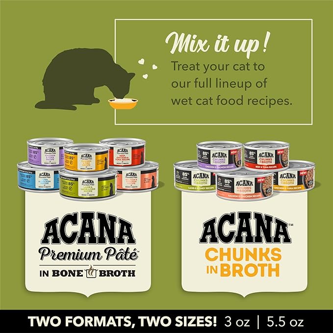 ACANA Premium Pate Wet Cat Food in Bone Broth Tuna + Chicken Recipe 3oz Cans (24 count)