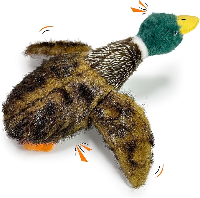 Upgraded Duck Dog Toy - 15.7inches, for Small to Large Breeds - Squeaker and Crinkle Paper Plush Mallard Duck Toy