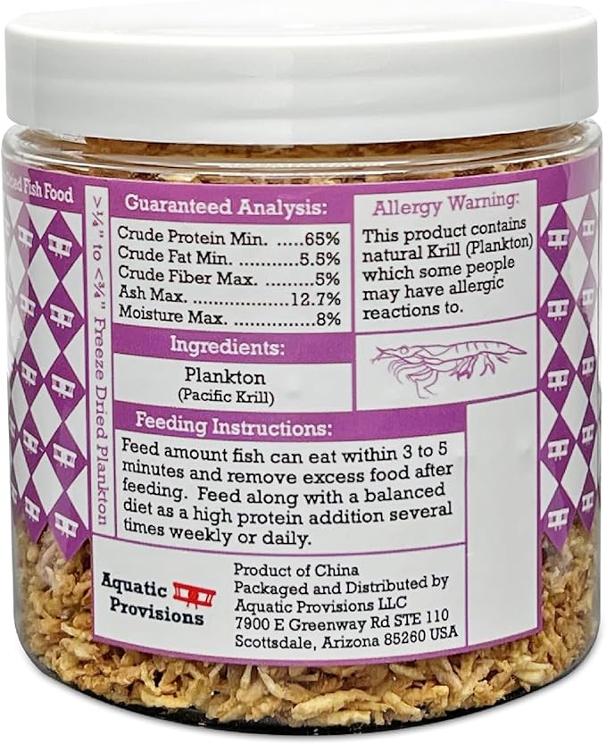 Freeze Dried Plankton Fish Food 1 oz, for Freshwater and Marine Aquarium Fish