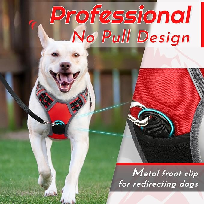 Eagloo Dog Harness for Small Dogs, No Pull Adjustable Service Vest with Control Handle，Red, S