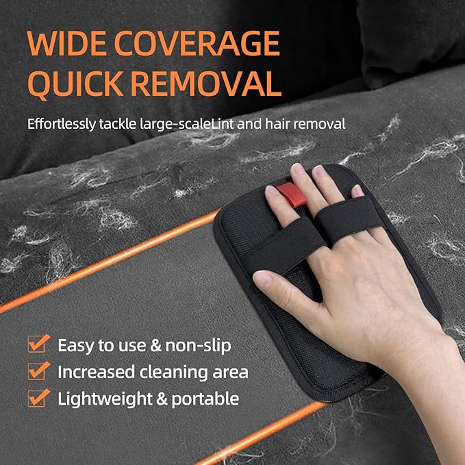 2 Pcs Pet Hair Removal Gloves, Reusable Pet Hair Remover, Electrostatic Cat & Dog Hair Remover for Couch, Furniture, Carpet, Curtain, Washable Cat Grooming Gloves, Animal Fur Remover Tool