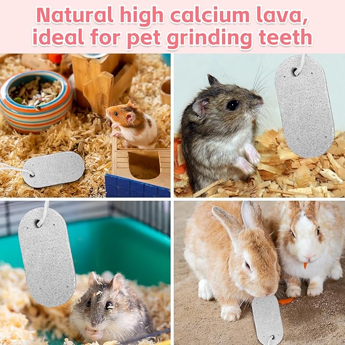PINVNBY 15 PCS Hamster Lava Blocks, Lava Bites Chew Toys, Mineral Calcium Stone Teeth Grinding Toys for Small Animal Rabbits Guinea Pig Rats Bunny Hamsters Chinchilla