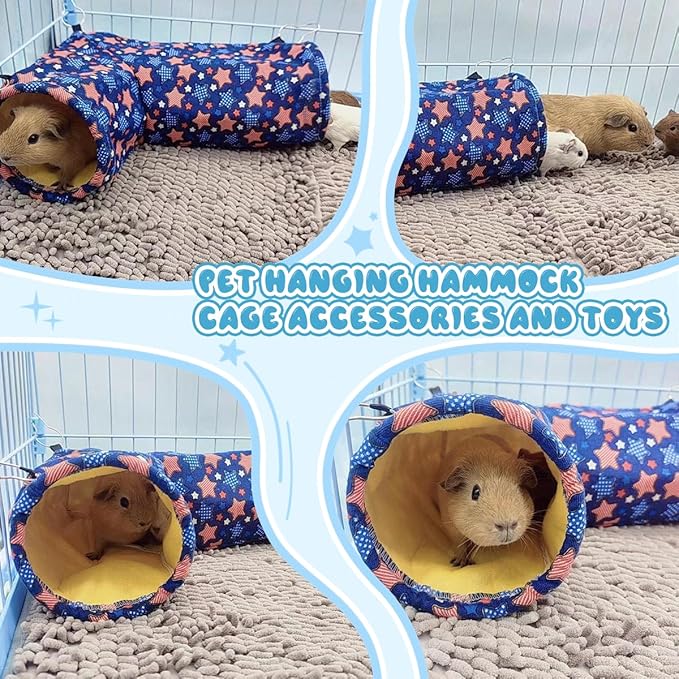 Guinea Pig Rat Ferret Hammock, Small Animal Corner Tunnel & Tubes & Bed for Hedgehog Piggy Chinchilla Hideout Toys and Cage Accessories