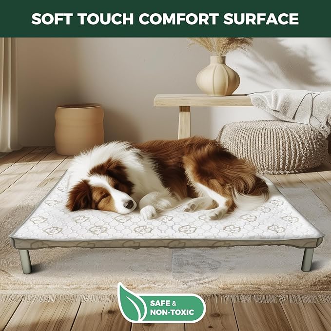 FXW TitanNest Chew-Proof Elevated Dog Bed, Raised Cot for Indoor/Outdoor/Camping Use, Durable & Waterproof Cooling Pet Bed with Exclusive Cover for Large Dogs, 50.0" L x 31.0" W x 7.3" H, Black