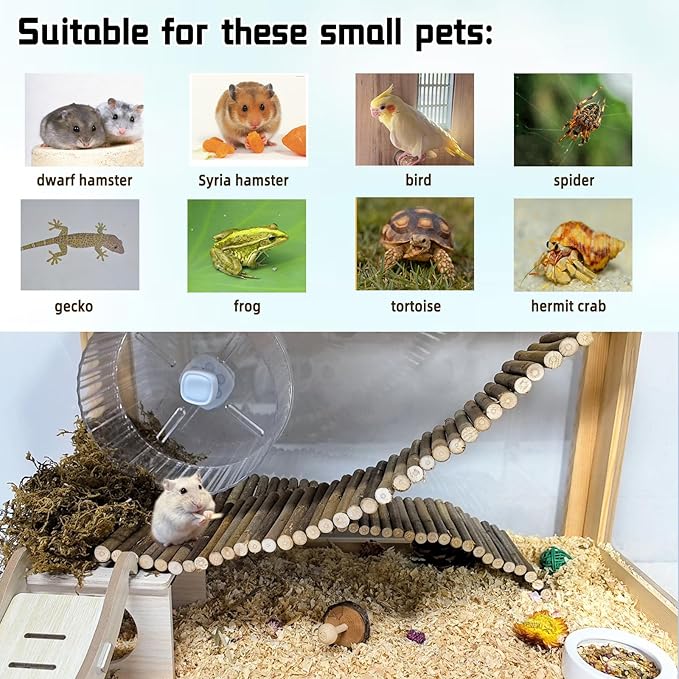 Rat Bendy Long Suspension Bridges Hamster Climbing Ladder Flexible Hamster Wooden Bridge for Mouse Rat