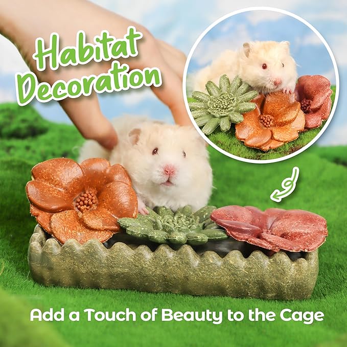TEEWY 4PCS Guinea Pig Chew Toys, Prevent Teeth Overgrowth, Natural Timothy Grass & Vegetables, Hamster Chew Toys, Guinea Pig Toys, Chinchilla Toys, Grass Patch & Flowers