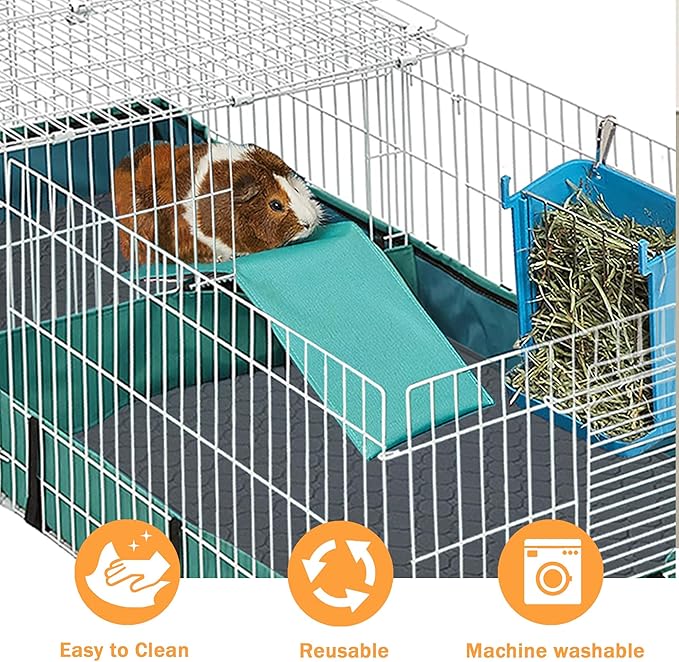 Guinea Pig Cage Liners, 49"X24" Washable Guinea Pig Bedding for Midwest Cage 4 Pack, Reusable & Anti Slip & Waterproof, Absorbent Guinea Pig Pee Pad for Small Animal, Rabbit, Bunny, Chinchilla