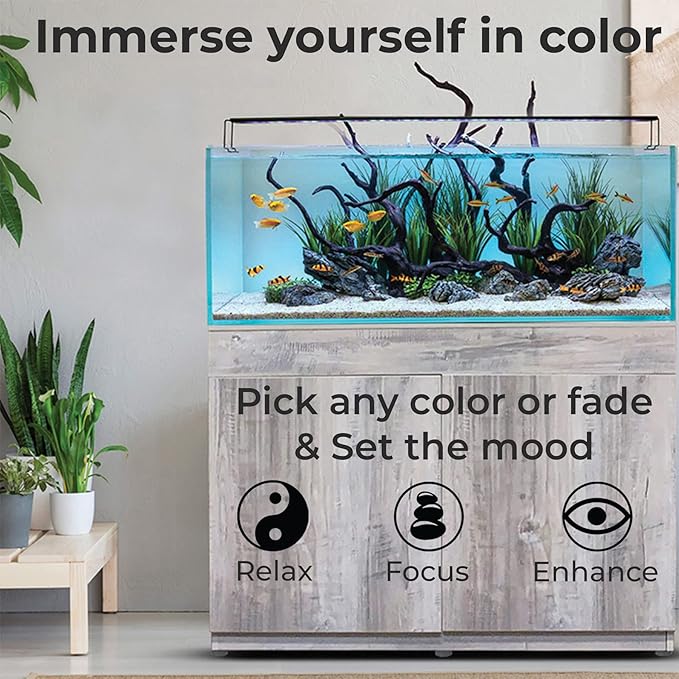 ColorCast Smart LED Aquarium Background Light Kit with Frosted Background Film | Smartphone and Voice Control | 24/7 Timers | Alexa and Google Home | for Aquariums, Terrariums and Vivariums | 18"-32"