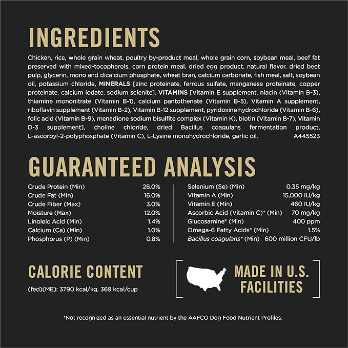Purina Pro Plan Complete Essentials Shredded Blend Chicken and Rice Dog Food Dry Formula with Probiotics for Dogs - 15 lb.