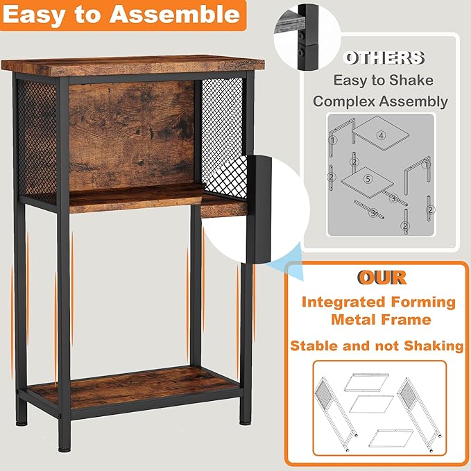 BSONE 5-10 Gallon Fish Tank Stand, Small Aquarium Stand Shelf, 0.71" Thickened Tabletop, 20.5" W×11" D ×31" H , Rustic Brown