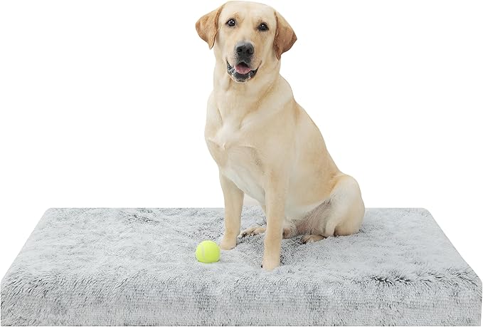 Dog Bed, Dog Crate Pad with Removable Washable Pet Mat Cover, Non-Slip Bottom, Waterproof Orthopedic Dog Beds for Large/Medium/Small Dogs (XXL(47''x29''x4''), Grey)