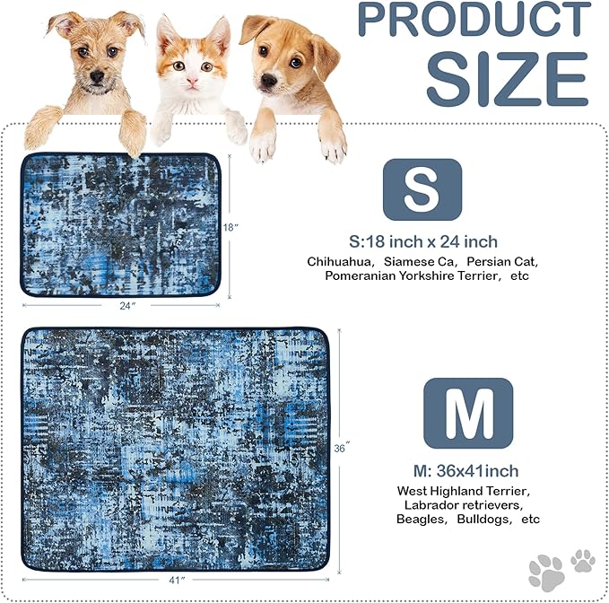 Qeils Washable Pee Pads for Dogs, 4 Pack Reusable Super Absorbent Leakproof Potty Pads 36"x24", Non-Slip for Crate, Floor, Couch, Whelping Box, Litter Mat