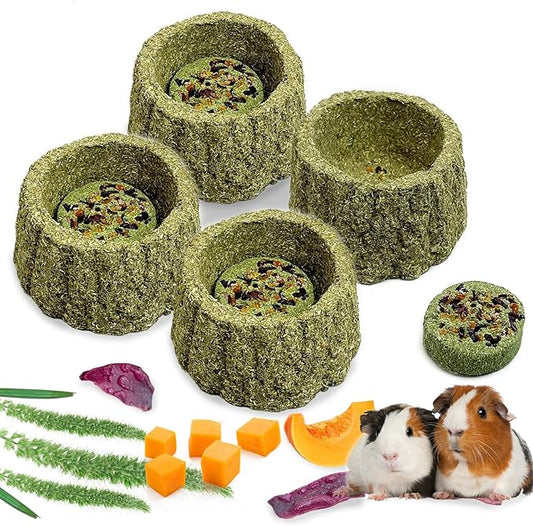 Hamiledyi 4 Pcs Rabbits Chew Toys for Teeth Timothy Hay Treats Rabbit Toys Small Animal Molar Toys Timothy Grass Chew Toys for Bunnies Guinea Pigs Hamsters and Chinchillas Bunny Teeth Care
