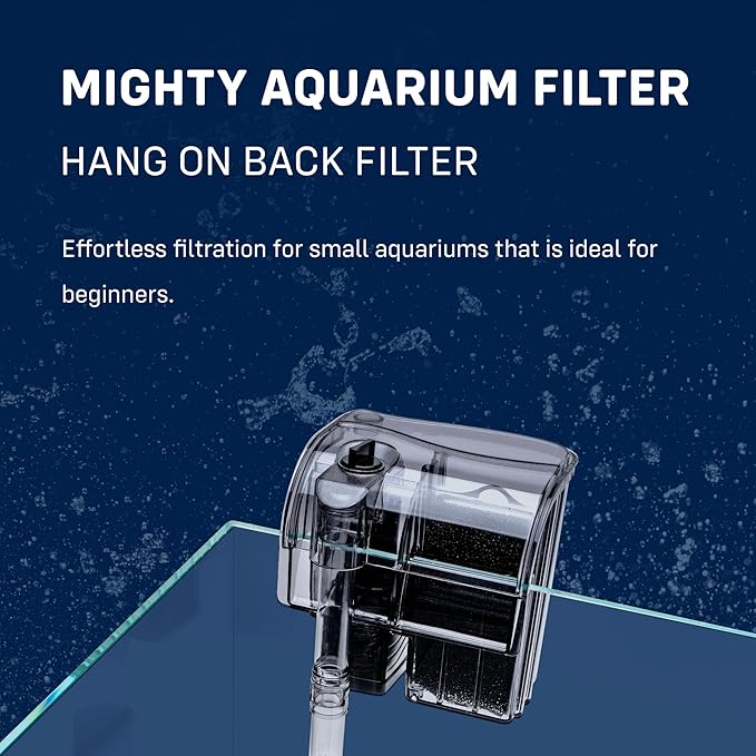 Mighty Aquarium Hang On Back Filter - Aquarium HOB Filter - Adjustable Fish Tank Filter - Aquarium Filters - Nano Aquarium Filter - Fish Aquarium Filter - Hang On Back Aquarium Filter (4-10 Gallons)