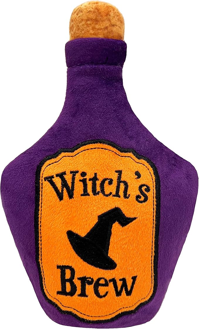 Huxley & Kent Halloween Funny Dog Toy w/Squeaker – Power Plush Squeaky Dog Toys for Small, Medium & Large Dogs – Soft Stuffed Animal for Indoor Play & Fetch - Witch's Brew, One Size