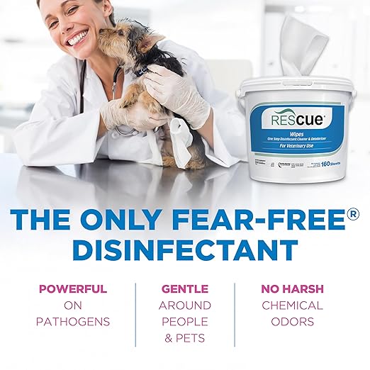 REScue One-Step Pet Wipes - Cleaner for Kennels, Litter Boxes & More, Extra Large 11x12 Inch Wipes, 160-Wipes Bucket