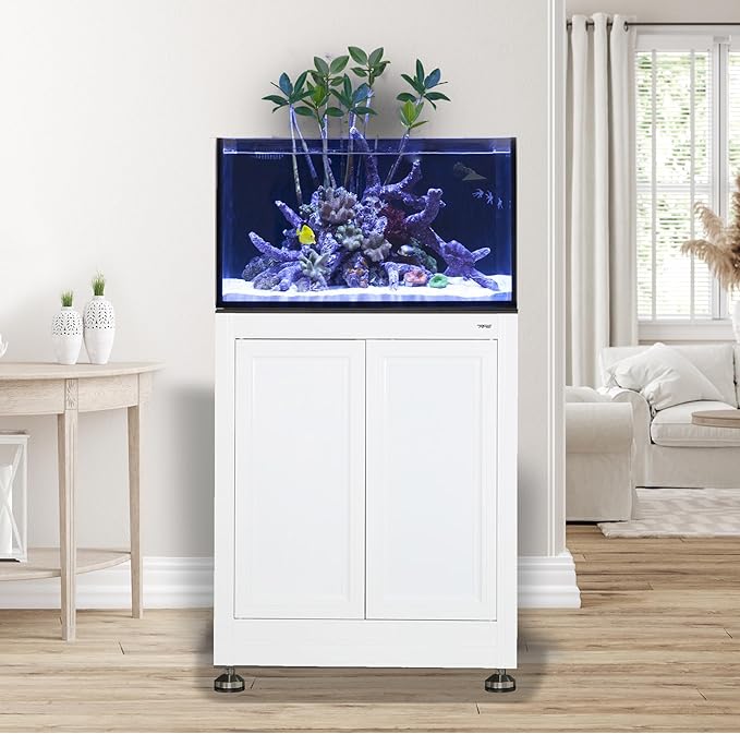 Innovative Marine EXT (External Overflow) Complete Reef System - Aquarium, Stand, Sump, Return Pump, and Plumbing Assembly (50 Gallon with White APS Stand with Leveling Frame)