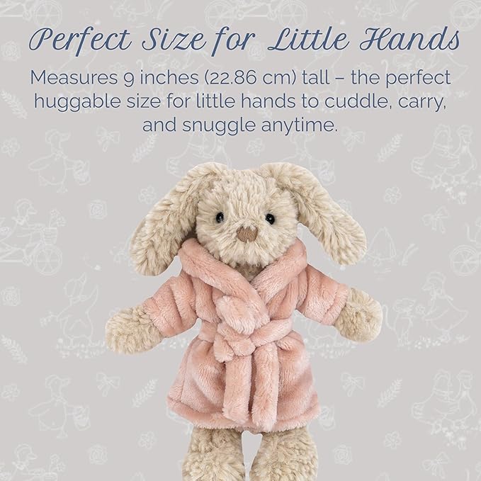MON AMI Robe The Bunny Plushie – 9" Stuffed Animal Plush Toy for Kids, Soft and Cuddly Bunny Plush Toy, Cute Easter or Birthday Gift, Huggable Toy, Adorable Stuffed Toy for Children