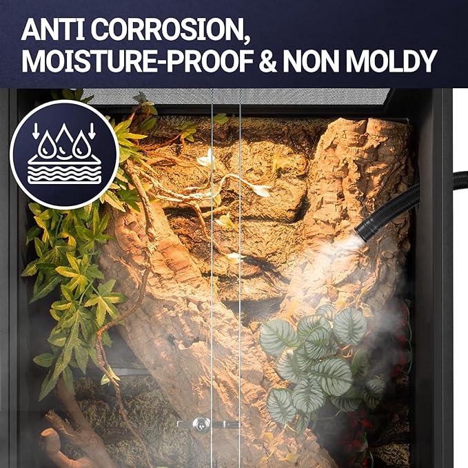 REPTIZOO 67 Gallon PVC Tall Reptile Tank, 24" x18”x36” Large Reptile Terrarium for Gecko Lizard Chameleon Frog Snake, Enclosure Habitat with Sliding Door & Top Screen Ventilation