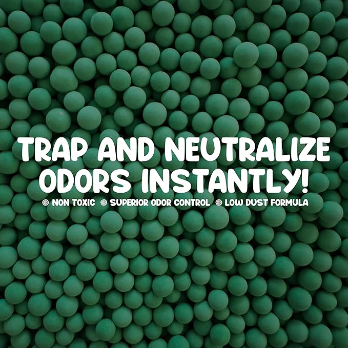 Cat Deodorant Beads - Green Apple Scent, Low-Dust & Non Toxic Litter Box, Superior Odor Control, Pet Safe Kitty Litter Deodorizer - Cat Litter Scent Deodorizer for Cleaner Air