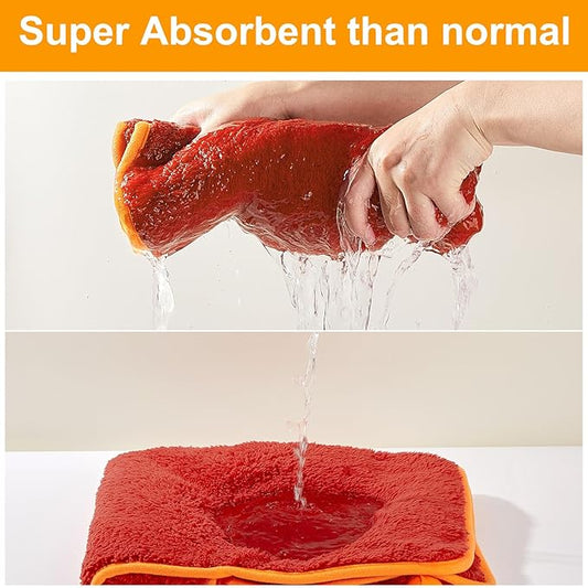 Bienbee Dog Bathrobe, Quick Drying Super Absorbent Dog Robes for After Bath, Warm Keeping Dogs Towel, Dogs Bath Supplies, Bright Red L