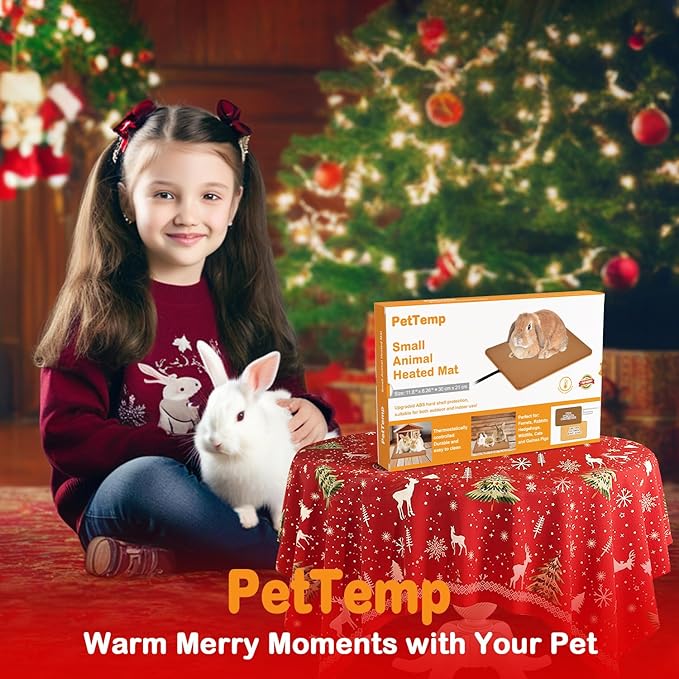 Small Animal Heating Pad, Small Animal Bed, Outdoor/Indoor Winter Thermal Heating Pad for Rabbits, Guinea Pigs & Chickens, Waterproof & Chew-Resistant, 20W, Energy-Efficient, 11.8 x 8.2 in