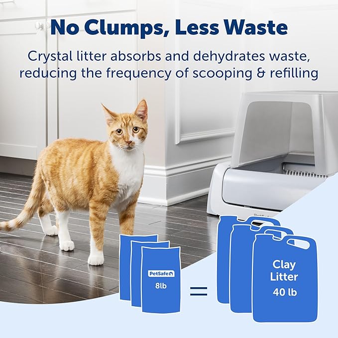 PetSafe ScoopFree Premium Crystal Cat Litter - Ultra-Absorbent Silica Universal Litterbox Crystals - Non-Clumping Odor Control - Lavender Scent - 8 lb Bag