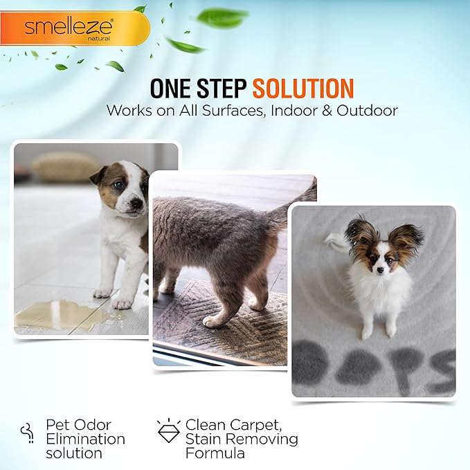 SMELLEZE Pet Pee Powder - Unscented Solidifier for Dog & Cat Accidents - 2lb Bottle - 360 Uses - No Dust, No Strong Smell, Instant Gel Cleanup