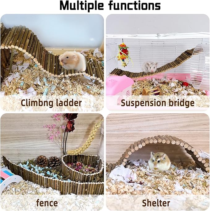Rat Bendy Long Suspension Bridges Hamster Climbing Ladder Flexible Wooden Bridge for Small Animal Rodents Mouse(1PCS)