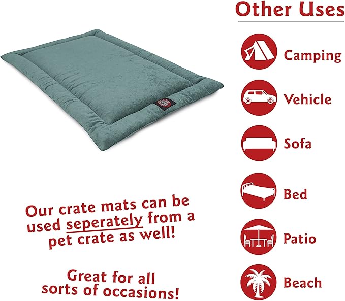 Majestic Pet Orthopedic Memory Foam Dog Crate Mat - Plush Pet Bed Pad for Crates & Kennels | USA Crafted | 24"x18" Villa Azure