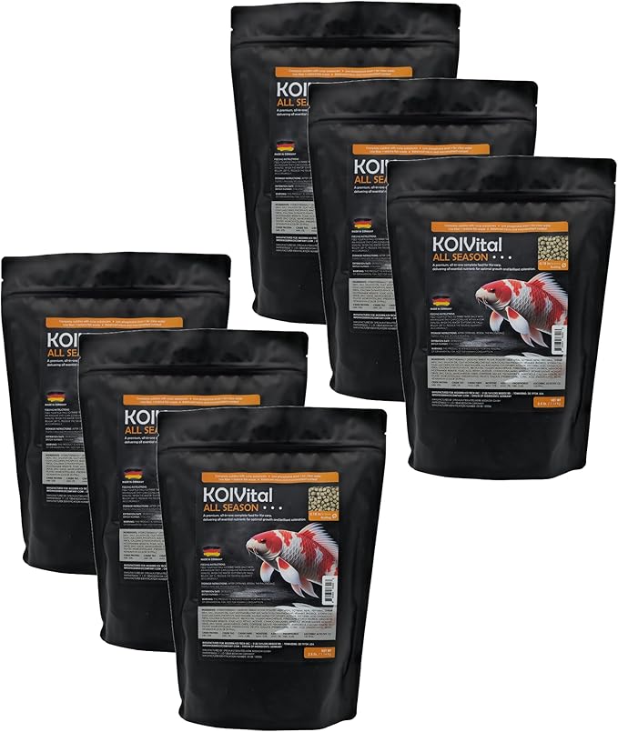 Pack of 6 Koi Fish Food of 2.5lb for All Seasons and for All Stages of Live Koi Fish - Floating Pellet of Size 4.5mm