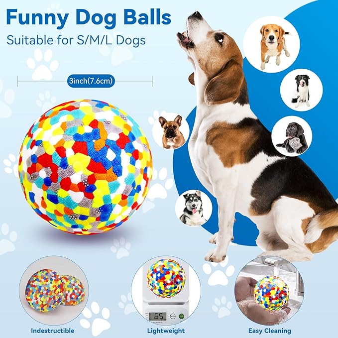 Indestructible Dog Balls - 2 Pack Dog Toys for Aggressive Chewers, Large & Medium Breed, Interactive Fetch Ball Toy for Dogs