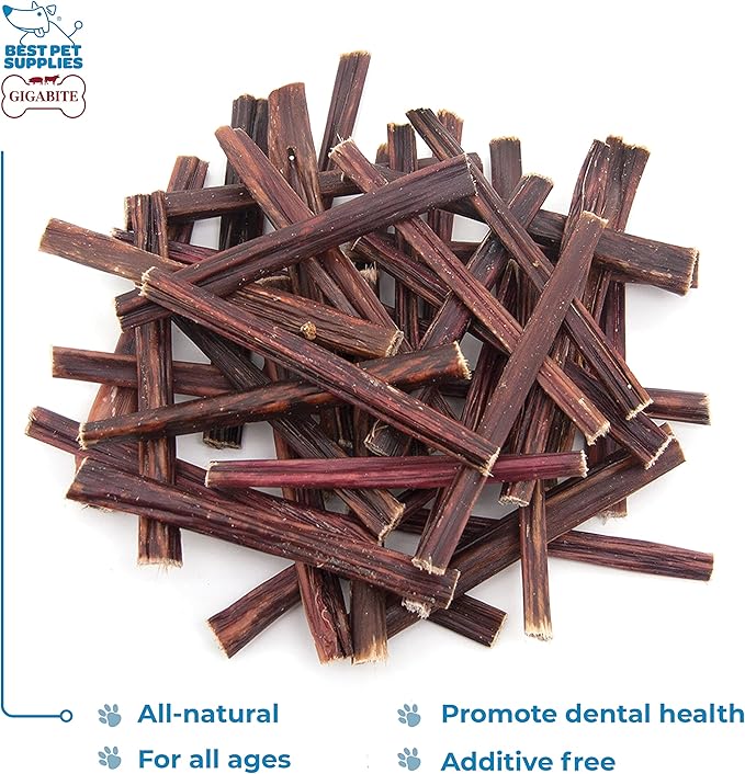 Best Pet Supplies GigaBite 6 Inch Beef Gullet Jerky Sticks (50 Pack) - All Natural, Free Range Beef Esophagus Stick Dog Treat