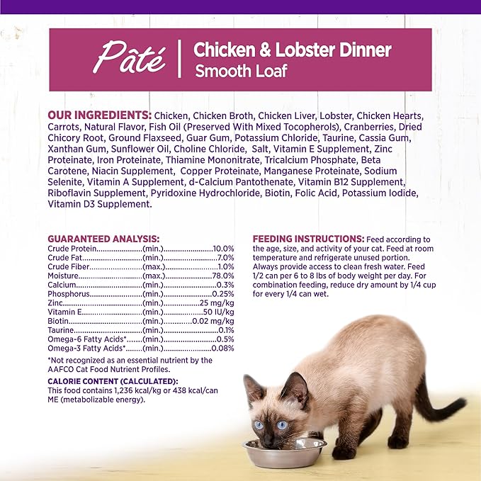 Wellness Complete Health Pate Adult Wet Cat Food, Natural, Protein-Rich, Grain Free, 12.5 Ounce, 12 Pack, (Chicken & Lobster)