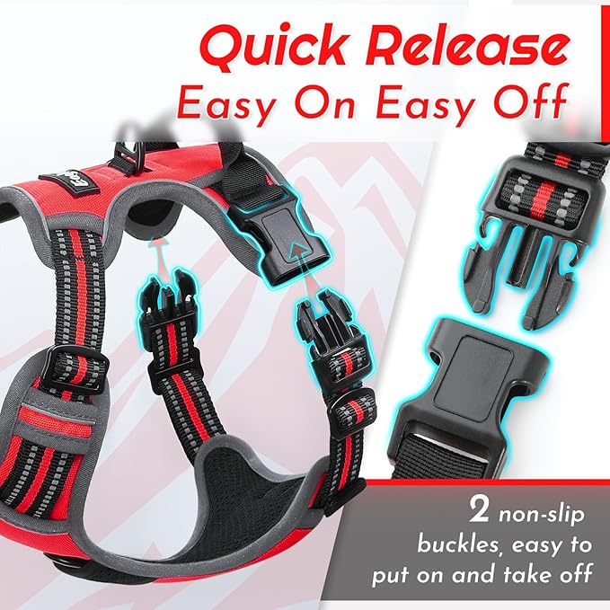 Eagloo Dog Harness for Small Dogs, No Pull Adjustable Service Vest with Control Handle，Red, S
