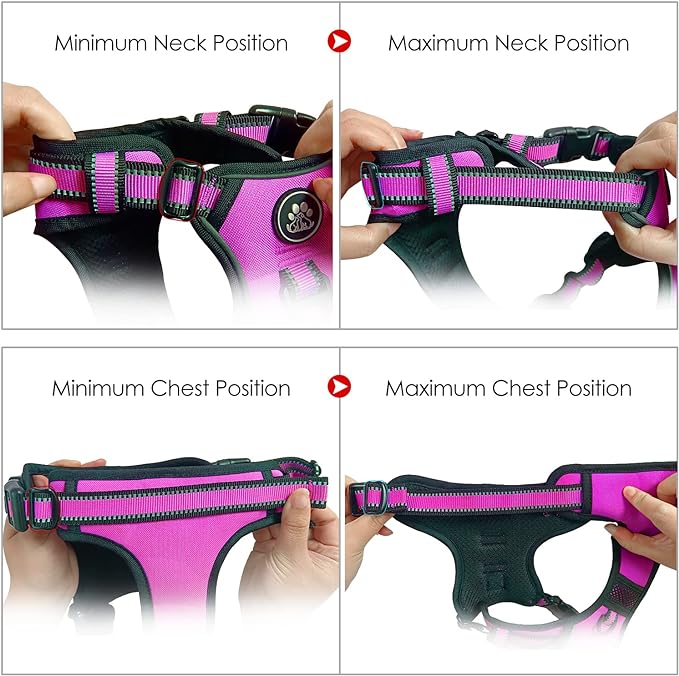 NESTROAD No Pull Dog Harness,Adjustable Oxford Dog Vest Harness with Leash,Reflective No-Choke Pet Harness with Easy Control Soft Handle for Large Dogs(X-Large,Fuchsia Pink)