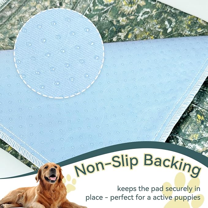 Washable Pee Pads for Dogs 2 Pack Reusable Puppy Training Pads 36"x41" Super Absorbent Waterproof Dog Training Pads, Non-Slip Potty Pads Whelping Pads Litter Mat Pet Supplies - Vintage Green