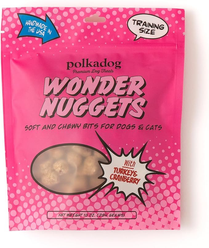 Polkadog Wonder Nuggets – Soft & Chewy Dog Treats with Turkey & Cranberry – Healthy, Limited Ingredient Training Treats for All Dog Breeds and Ages – Natural, Made in USA – 10 oz