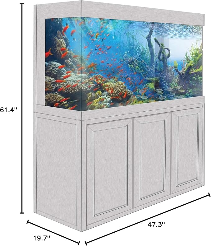 135 Gallon Aquarium Fish Tank with Upright Fishtank Stand Water Pump Freshwater Filter LED Bundle and Straight Corners Clear Glass - All White