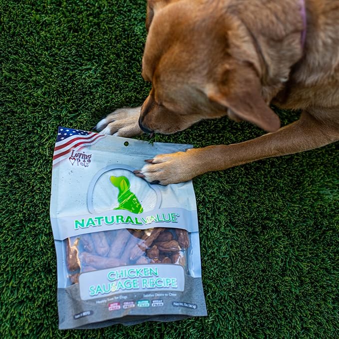 Loving Pets Natural Value Chicken Sausages - Soft Jerky Dog Treats for Large & Small Breeds - Healthy Gluten, Wheat, Soy & Grain Free Pet Treats for Dogs