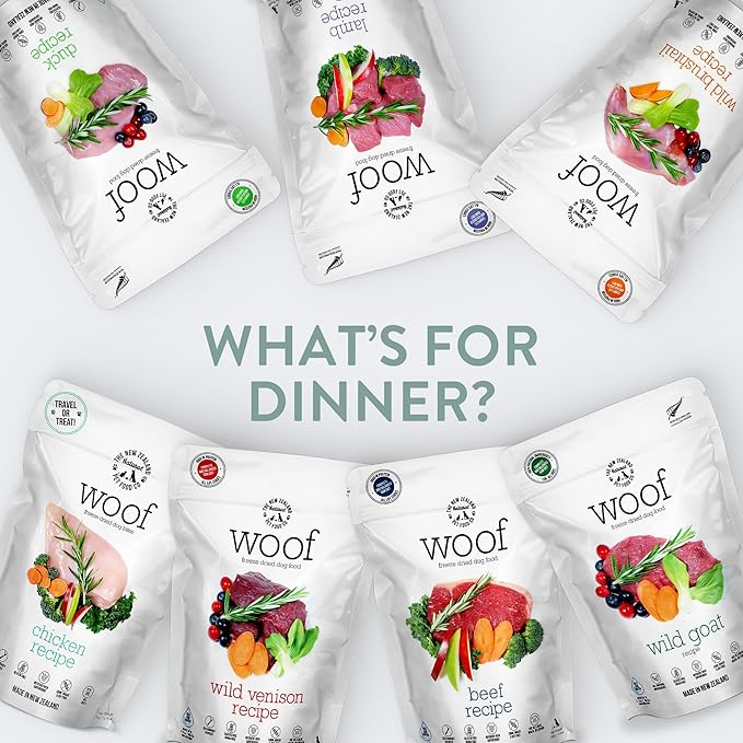 The New Zealand Natural Pet Food Co WOOF Freeze Dried Dog Food - Chicken Recipe, High Protein Dog Treats & Snacks, Dog Food Toppers & Meals, 9.9 oz