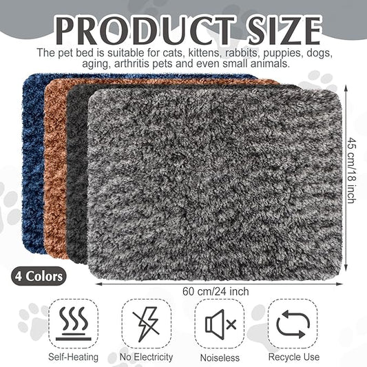 4 Pack Self Warming Cat Bed Indoor Self Heating Dog Cat Pad Washable Thermal Pet Kennel Pad Crate Bed Mat Reflect Body Heat for Outdoor(Mixed Colors,18 x 24 Inch)