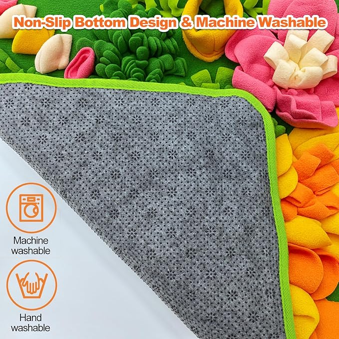 Adpartner Rabbit Foraging Mat, 20"x20" Pet Snuffle Mat Interactive Snuffle Feeding Toy for Rabbits Guinea Pigs Chinchillas, Washable Pet Feed Game Bunny Toys to Stimulate Natural Foraging Skills