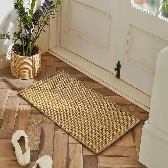 Premium Brazilian Cat Scratcher Mat – 24'' x 16'' Natural Fiber 100% Sisal with Jute Border, Ultra Durable, Scratching Pad, Doormat Rug, Protects Furniture and Carpets (Light Grey)